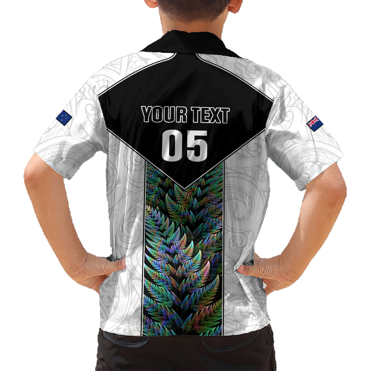 Custom New Zealand Fern Rugby Kid Hawaiian Shirt World Cup 2023 Paua Shell Maori Pattern LT05 - Polynesian Pride