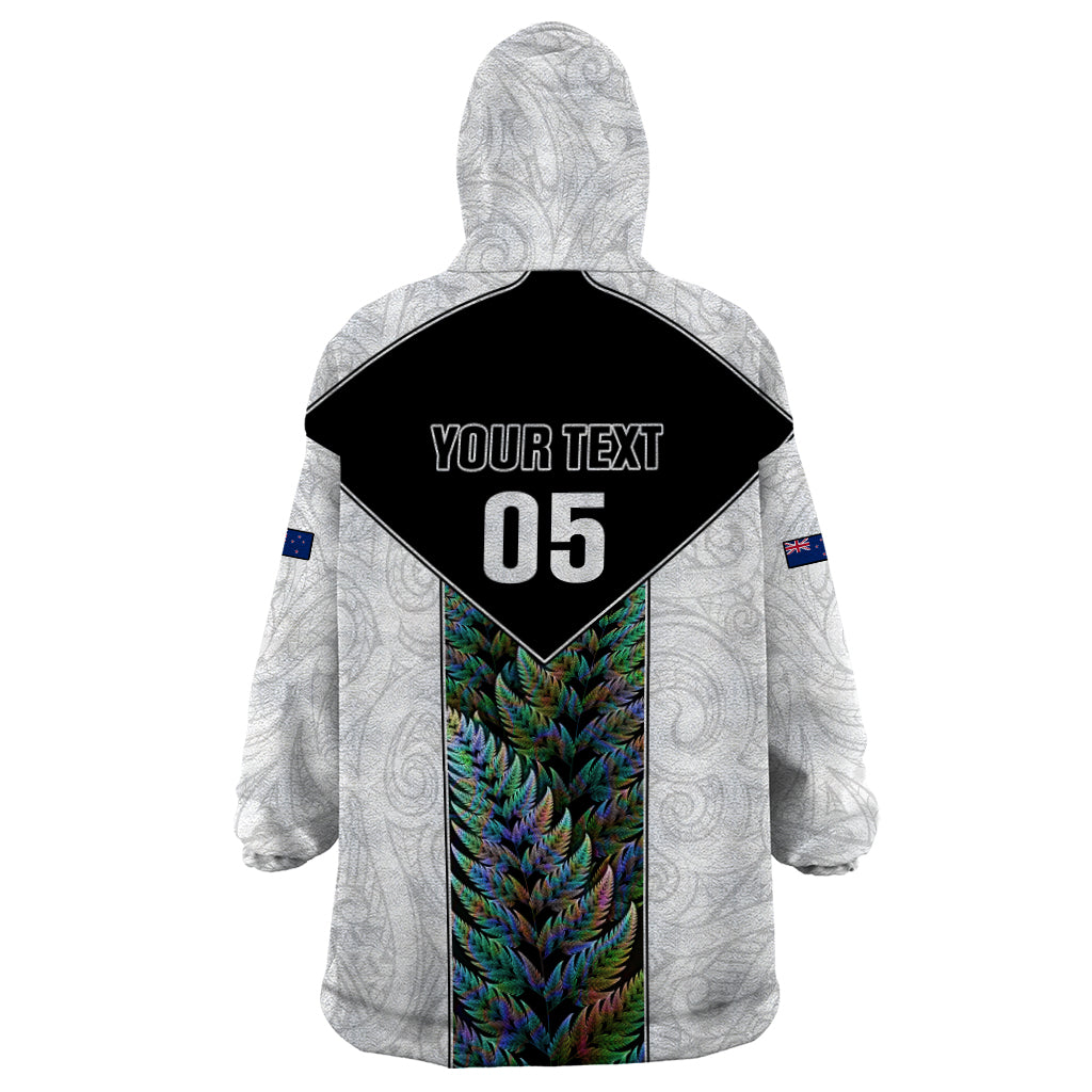 Custom New Zealand Fern Rugby Wearable Blanket Hoodie World Cup 2023 Paua Shell Maori Pattern LT05 - Polynesian Pride