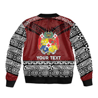 Personalised Tonga Constitution Day Sleeve Zip Bomber Jacket Tongan Kupesi Ngatu Pattern