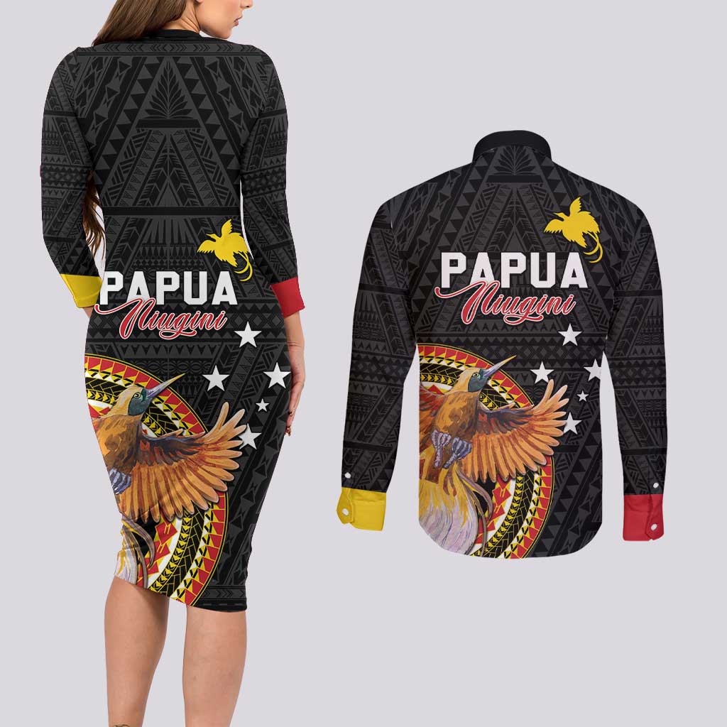 Papua New Guinea Tok Pisin Wik Couples Matching Long Sleeve Bodycon Dress and Long Sleeve Button Shirt Land Of The Unexpected LT05 - Polynesian Pride