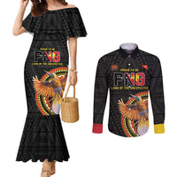 Papua New Guinea Tok Pisin Wik Couples Matching Mermaid Dress and Long Sleeve Button Shirt Land Of The Unexpected LT05 Black - Polynesian Pride