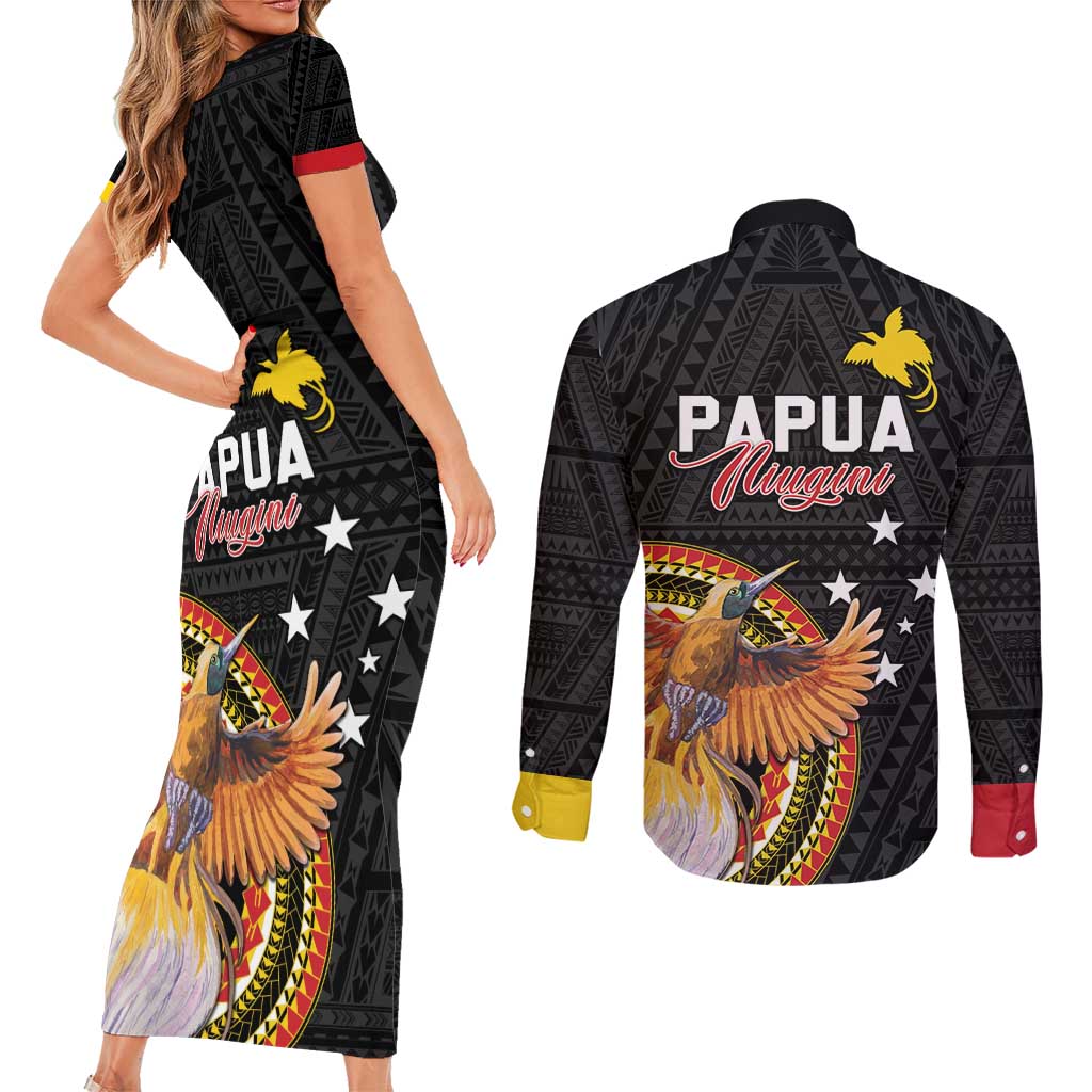 Papua New Guinea Tok Pisin Wik Couples Matching Short Sleeve Bodycon Dress and Long Sleeve Button Shirt Land Of The Unexpected LT05 - Polynesian Pride