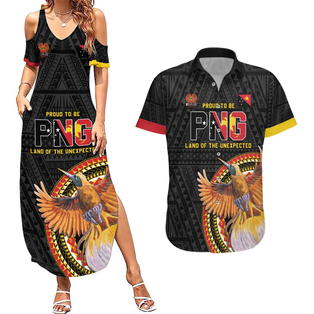 Papua New Guinea Tok Pisin Wik Couples Matching Summer Maxi Dress and Hawaiian Shirt Land Of The Unexpected LT05 Black - Polynesian Pride
