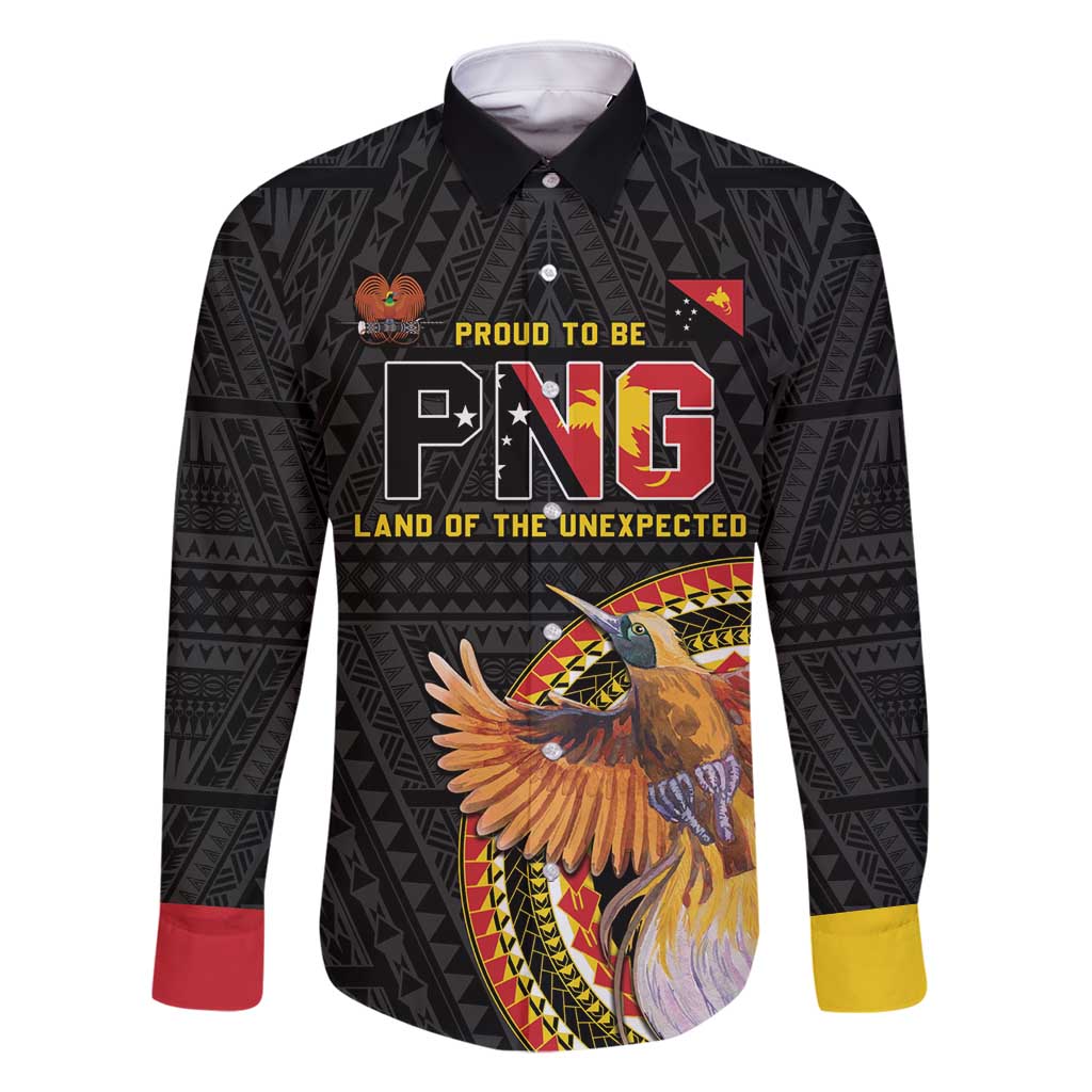 Papua New Guinea Tok Pisin Wik Family Matching Long Sleeve Bodycon Dress and Hawaiian Shirt Land Of The Unexpected LT05 Dad's Shirt - Long Sleeve Black - Polynesian Pride