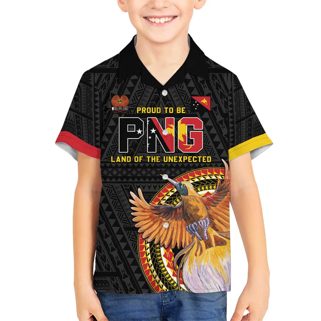 Papua New Guinea Tok Pisin Wik Family Matching Off Shoulder Maxi Dress and Hawaiian Shirt Land Of The Unexpected LT05 Son's Shirt Black - Polynesian Pride