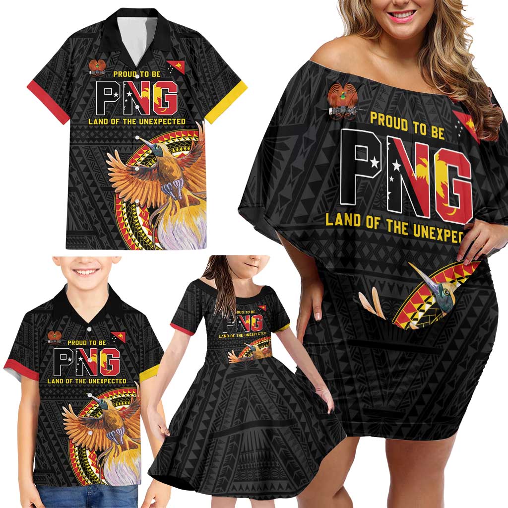 Papua New Guinea Tok Pisin Wik Family Matching Off Shoulder Short Dress and Hawaiian Shirt Land Of The Unexpected LT05 - Polynesian Pride