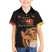Papua New Guinea Tok Pisin Wik Family Matching Summer Maxi Dress and Hawaiian Shirt Land Of The Unexpected LT05 Son's Shirt Black - Polynesian Pride