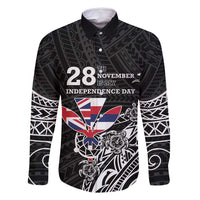 Hawaii November 28th Is My Independence Day Family Matching Long Sleeve Bodycon Dress and Hawaiian Shirt LT05 Dad's Shirt - Long Sleeve Black - Polynesian Pride