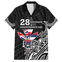 Hawaii November 28th Is My Independence Day Family Matching Off The Shoulder Long Sleeve Dress and Hawaiian Shirt LT05 Dad's Shirt - Short Sleeve Black - Polynesian Pride