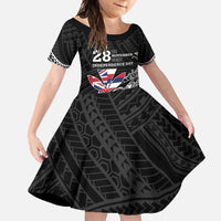 Hawaii November 28th Is My Independence Day Family Matching Short Sleeve Bodycon Dress and Hawaiian Shirt LT05 Daughter's Dress Black - Polynesian Pride