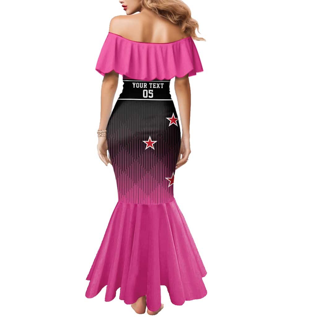 Custom New Zealand Women Cricket Family Matching Mermaid Dress and Hawaiian Shirt Pink Simple Style LT05 - Polynesian Pride
