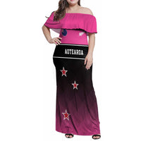 Custom New Zealand Women Cricket Family Matching Off Shoulder Maxi Dress and Hawaiian Shirt Pink Simple Style LT05 Mom's Dress Pink - Polynesian Pride