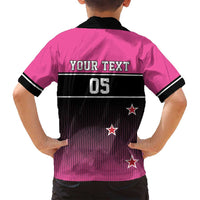 Custom New Zealand Women Cricket Family Matching Off Shoulder Short Dress and Hawaiian Shirt Pink Simple Style LT05 - Polynesian Pride