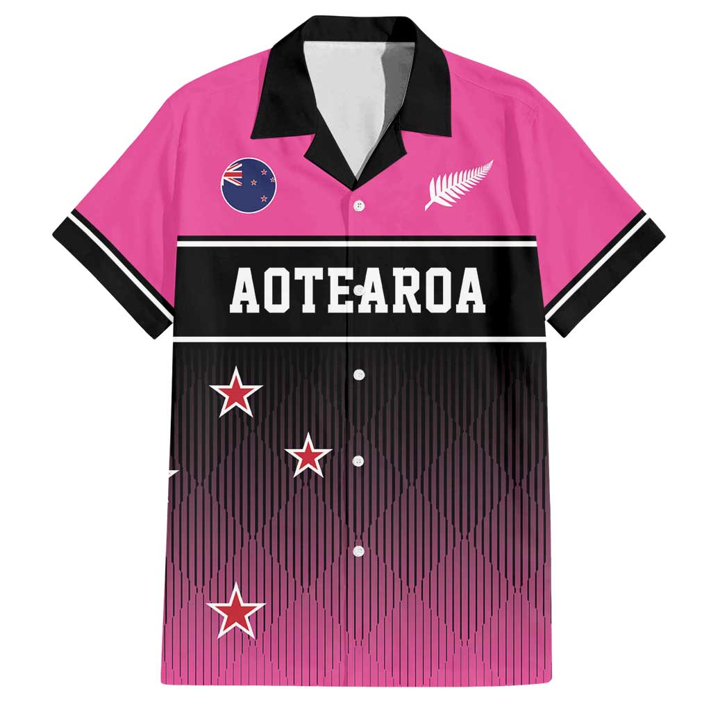Custom New Zealand Women Cricket Family Matching Summer Maxi Dress and Hawaiian Shirt Pink Simple Style LT05 Dad's Shirt - Short Sleeve Pink - Polynesian Pride