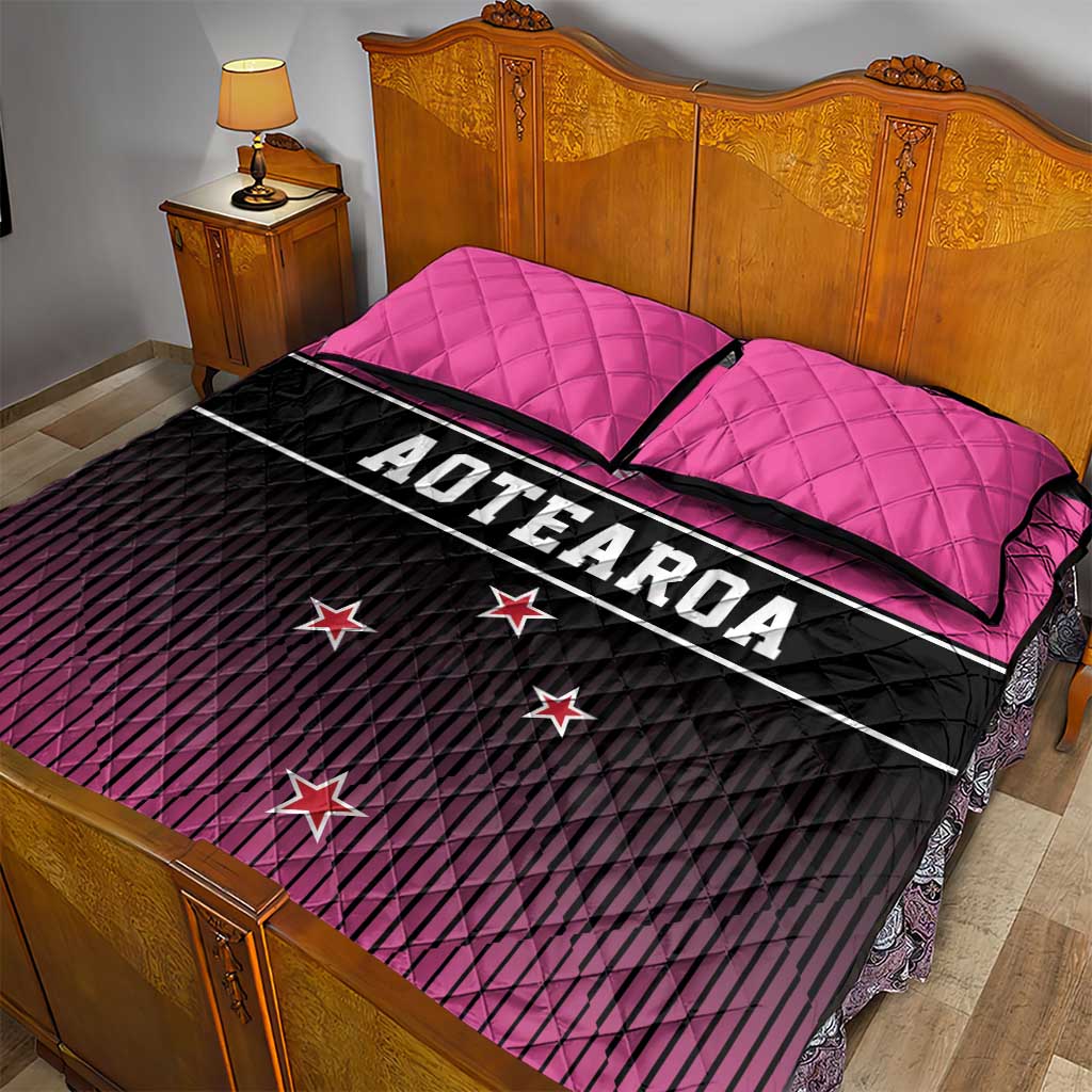 New Zealand Women Cricket Quilt Bed Set Pink Simple Style LT05 - Polynesian Pride