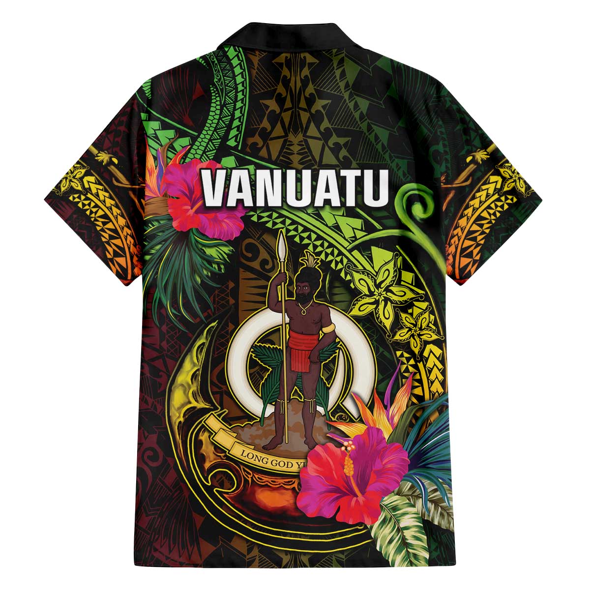 Vanuatu Family Matching Off The Shoulder Long Sleeve Dress and Hawaiian Shirt Be Strong Pray For Port Vila LT05 - Polynesian Pride