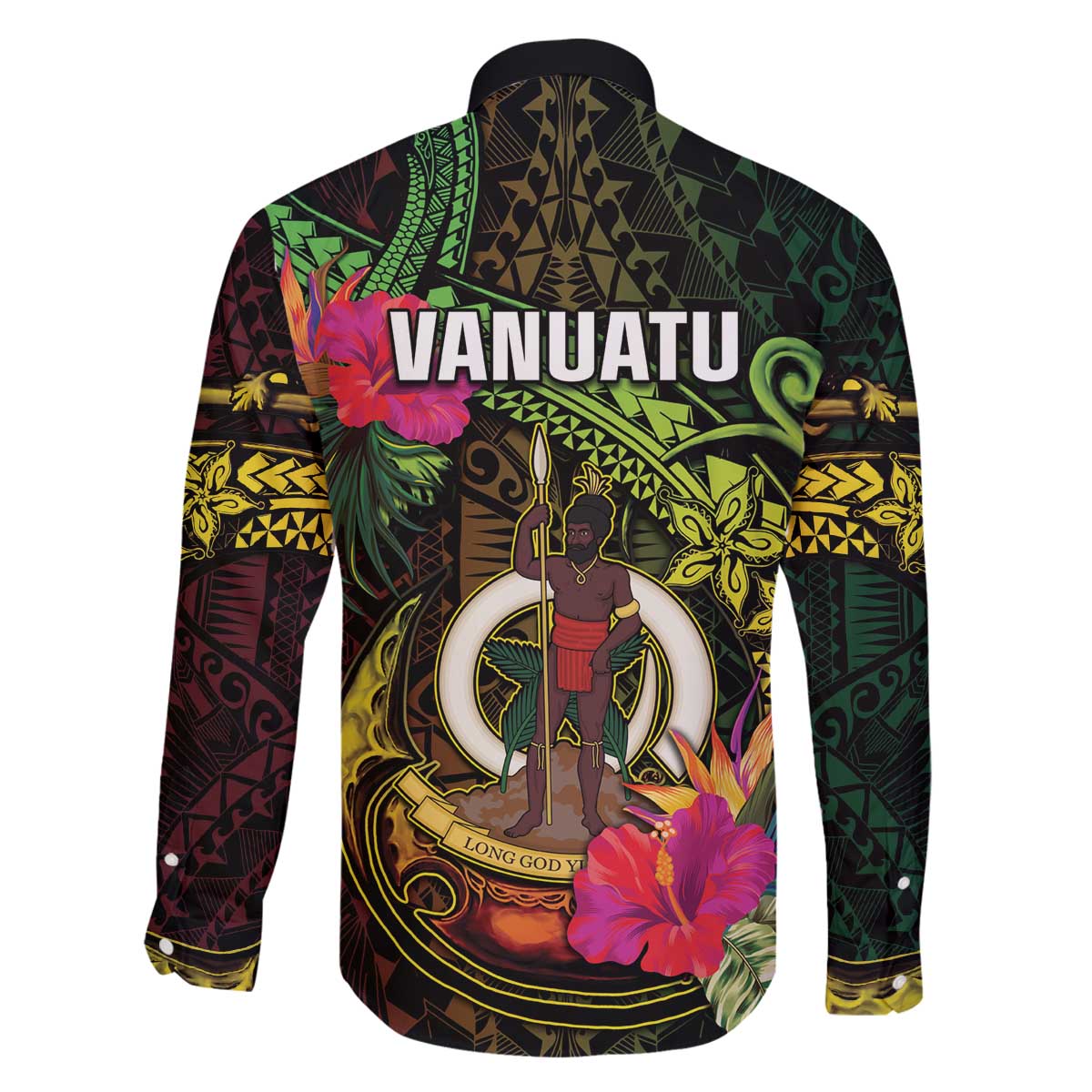 Vanuatu Family Matching Off The Shoulder Long Sleeve Dress and Hawaiian Shirt Be Strong Pray For Port Vila LT05 - Polynesian Pride