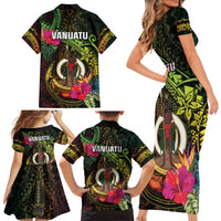 Vanuatu Family Matching Short Sleeve Bodycon Dress and Hawaiian Shirt Be Strong Pray For Port Vila LT05 - Polynesian Pride