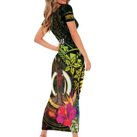 Vanuatu Family Matching Short Sleeve Bodycon Dress and Hawaiian Shirt Be Strong Pray For Port Vila LT05 - Polynesian Pride