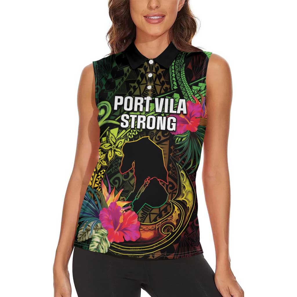Vanuatu Women Sleeveless Polo Shirt Be Strong Pray For Port Vila