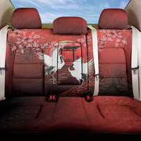 Hawaii and Japan Together Back Car Seat Cover Polynesian Art Tattoo With Cranes And Sakura - Polynesian Pride