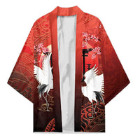 Hawaii and Japan Together Kimono Polynesian Art Tattoo With Cranes And Sakura LT05 Unisex Red - Polynesian Pride