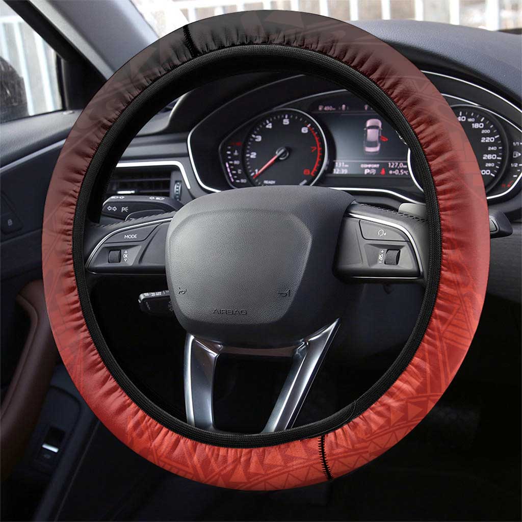 Hawaii and Japan Together Steering Wheel Cover Polynesian Art Tattoo With Cranes And Sakura - Polynesian Pride