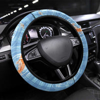 Hawaii And Japan Steering Wheel Cover Plumeria Lei With Koi Fish Blue LT05 Universal Fit Blue - Polynesian Pride
