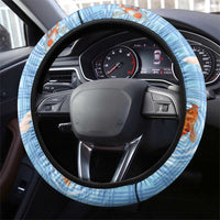Hawaii And Japan Steering Wheel Cover Plumeria Lei With Koi Fish Blue LT05 - Polynesian Pride
