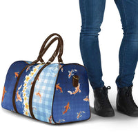 Hawaii And Japan Travel Bag Plumeria Lei With Koi Fish Blue LT05 - Polynesian Pride