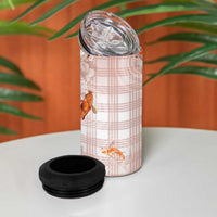 Hawaii And Japan 4 in 1 Can Cooler Tumbler Plumeria Lei With Koi Fish Beige - Polynesian Pride