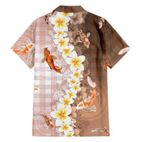 Hawaii And Japan Family Matching Mermaid Dress and Hawaiian Shirt Plumeria Lei With Koi Fish Beige LT05 - Polynesian Pride
