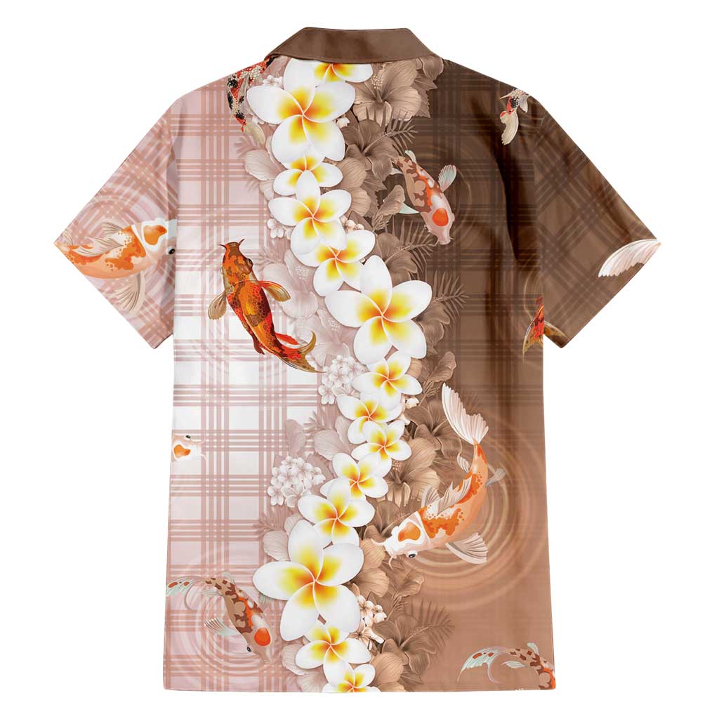 Hawaii And Japan Family Matching Tank Maxi Dress and Hawaiian Shirt Plumeria Lei With Koi Fish Beige LT05 - Polynesian Pride