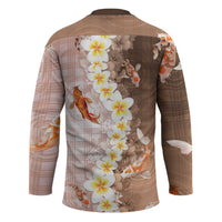 Hawaii And Japan Hockey Jersey Plumeria Lei With Koi Fish Beige - Polynesian Pride