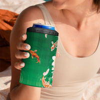 Hawaii And Japan 4 in 1 Can Cooler Tumbler Plumeria Lei With Koi Fish Green - Polynesian Pride