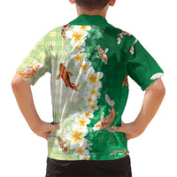 Hawaii And Japan Family Matching Mermaid Dress and Hawaiian Shirt Plumeria Lei With Koi Fish Green LT05 - Polynesian Pride