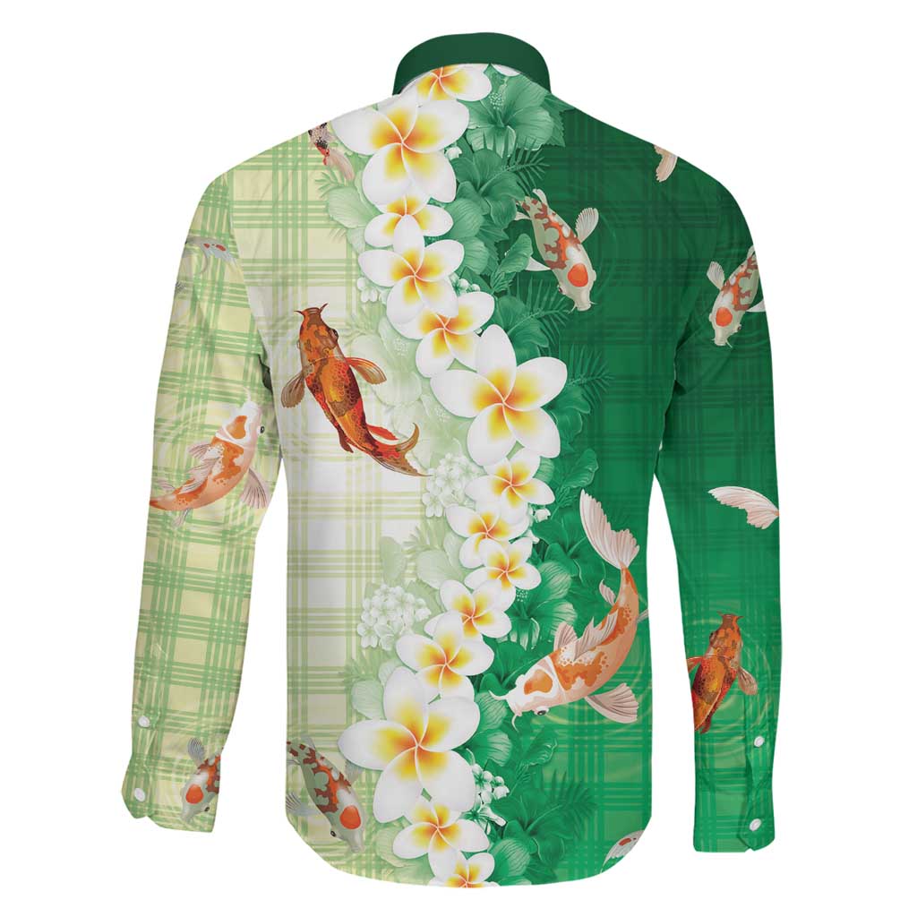 Hawaii And Japan Family Matching Mermaid Dress and Hawaiian Shirt Plumeria Lei With Koi Fish Green LT05 - Polynesian Pride