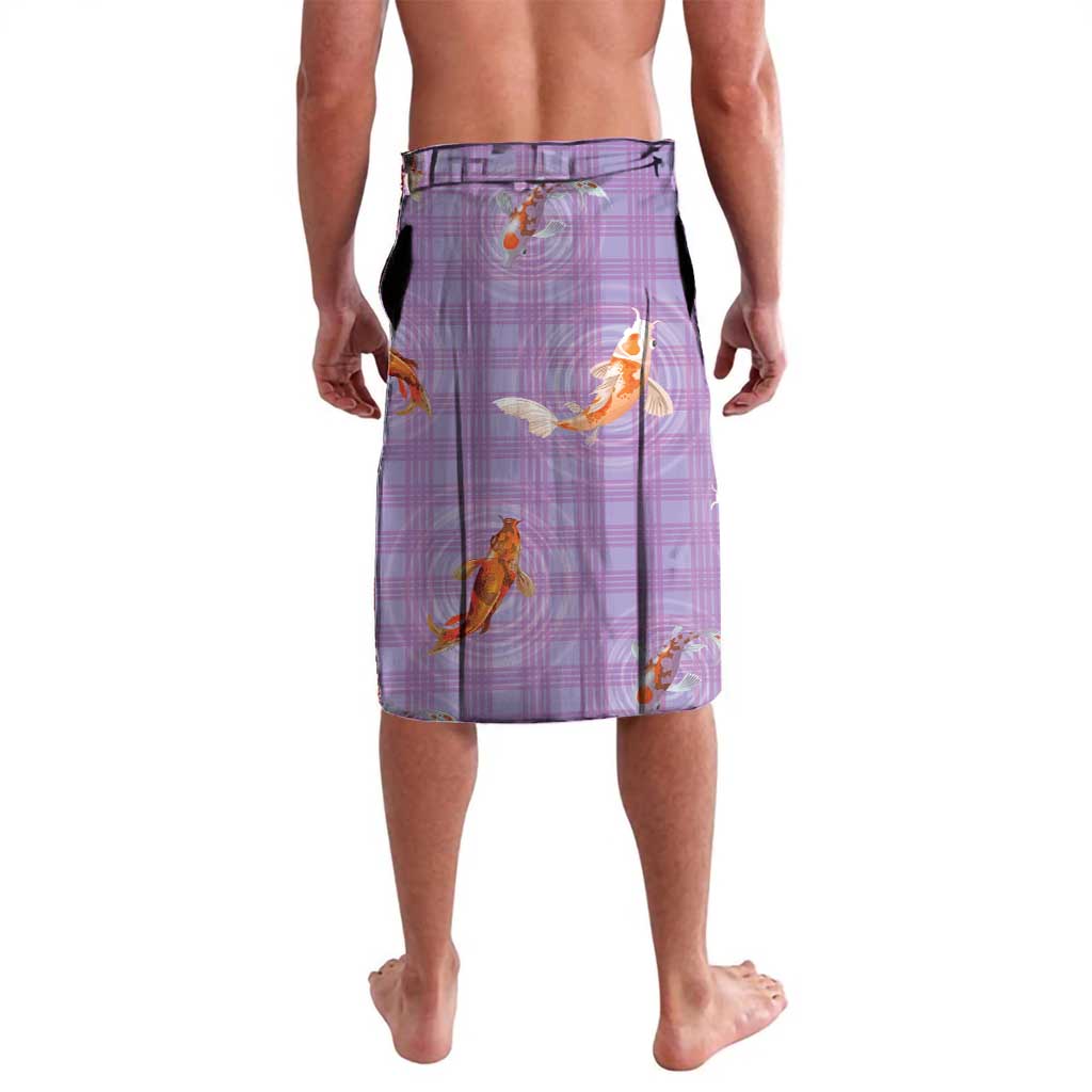 Hawaii And Japan Lavalava Plumeria Lei With Koi Fish Purple - Polynesian Pride