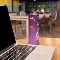 Hawaii And Japan Skinny Tumbler Plumeria Lei With Koi Fish Purple - Polynesian Pride