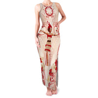 Siva Samoa Family Matching Tank Maxi Dress and Hawaiian Shirt Samoan Taupou With Polynesian Pattern LT05 Mom's Dress Beige - Polynesian Pride