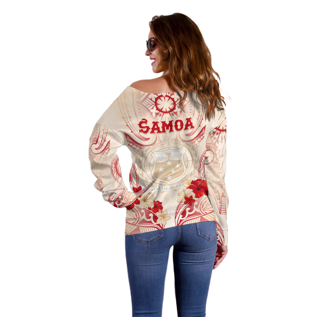 Siva Samoa Off Shoulder Sweater Samoan Taupou With Polynesian Pattern LT05 - Polynesian Pride