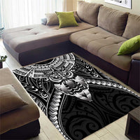 New Zealand Morepork Area Rug Maori Pattern Black