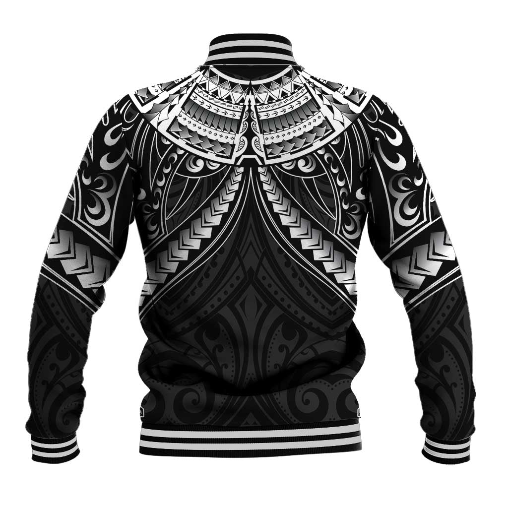 New Zealand Morepork Baseball Jacket Maori Pattern Black