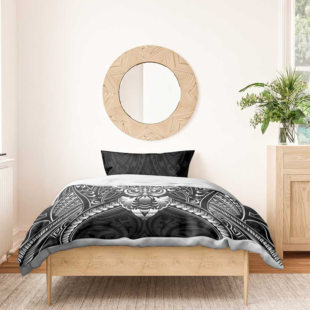 New Zealand Morepork Bedding Set Maori Pattern Black