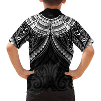 New Zealand Morepork Family Matching Off The Shoulder Long Sleeve Dress and Hawaiian Shirt Maori Pattern Black LT05 - Polynesian Pride