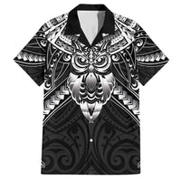 New Zealand Morepork Family Matching Puletasi and Hawaiian Shirt Maori Pattern Black