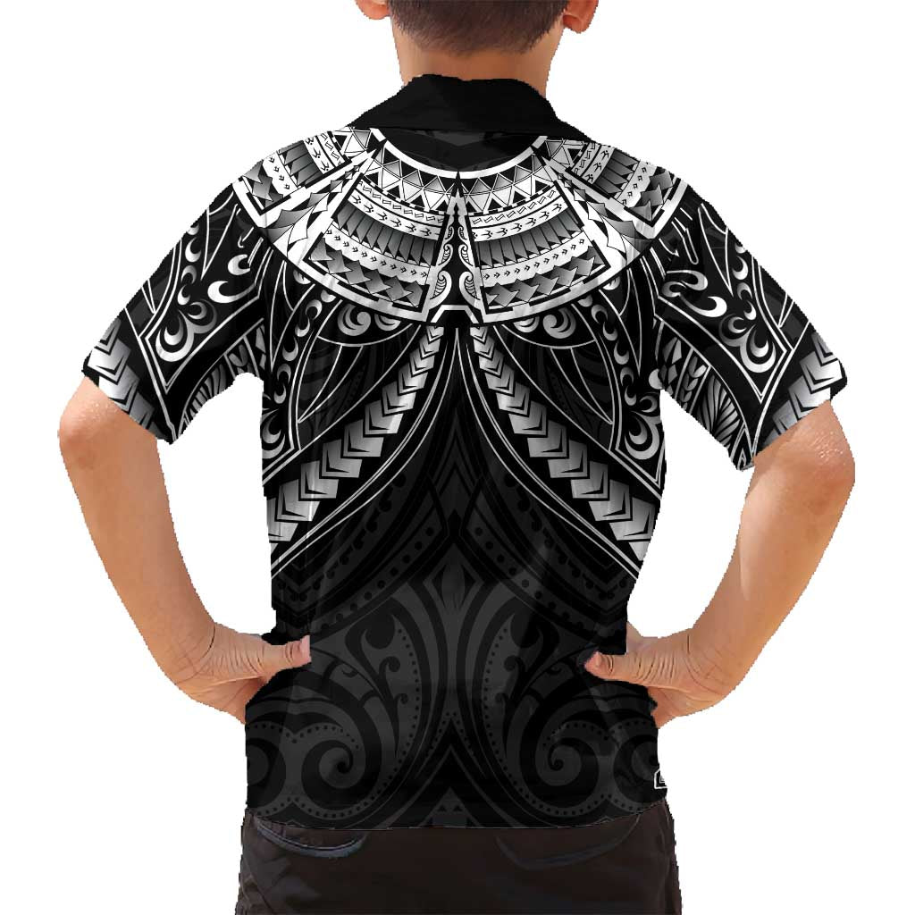 New Zealand Morepork Family Matching Summer Maxi Dress and Hawaiian Shirt Maori Pattern Black LT05 - Polynesian Pride