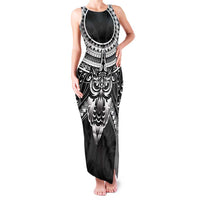 New Zealand Morepork Family Matching Tank Maxi Dress and Hawaiian Shirt Maori Pattern Black LT05 Mom's Dress Black - Polynesian Pride