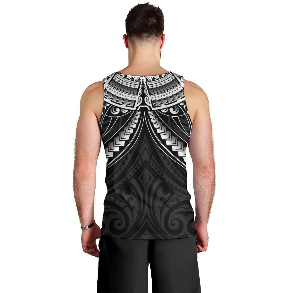 New Zealand Morepork Men Tank Top Maori Pattern Black