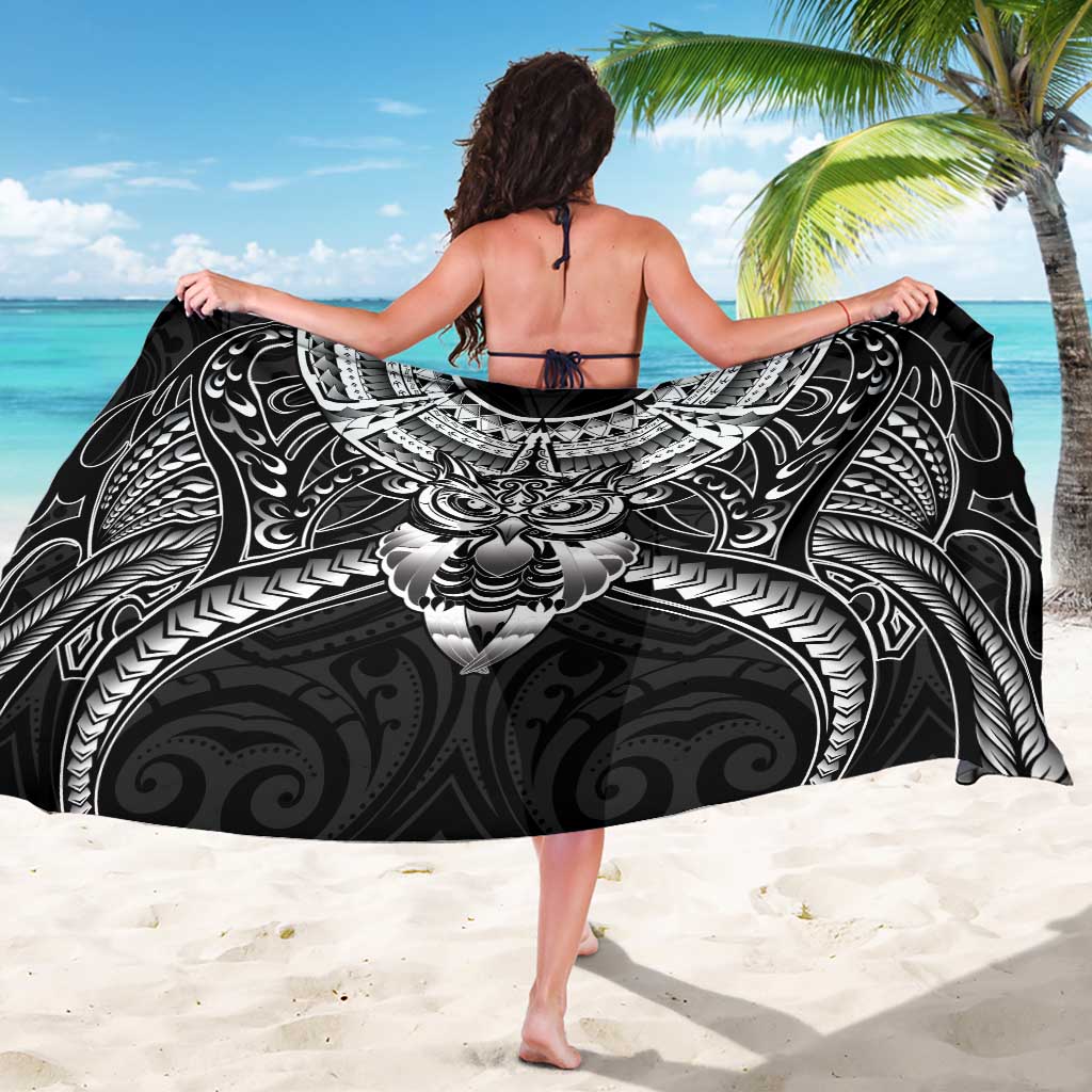 New Zealand Morepork Sarong Maori Pattern Black